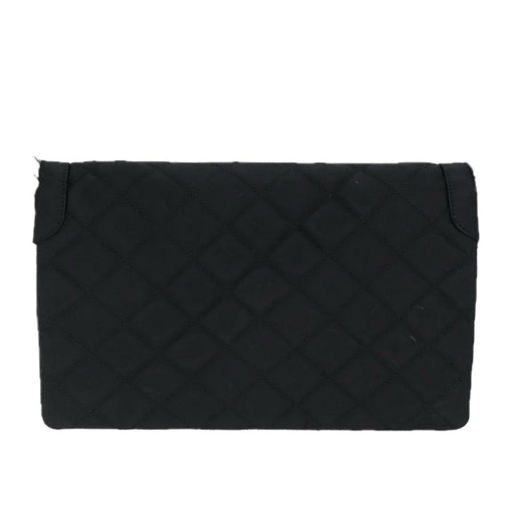 CHANEL Matelasse Chain Shoulder Bag Satin Paris limited Black CC Auth 74757A