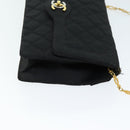 CHANEL Matelasse Chain Shoulder Bag Satin Paris limited Black CC Auth 74757A-5