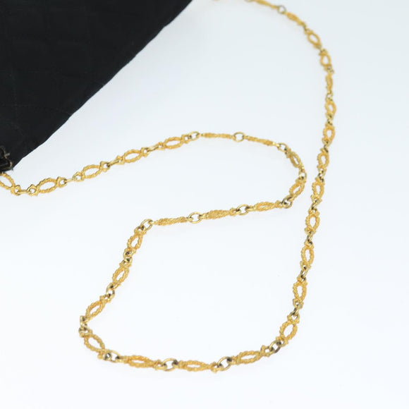 CHANEL Matelasse Chain Shoulder Bag Satin Paris limited Black CC Auth 74757A