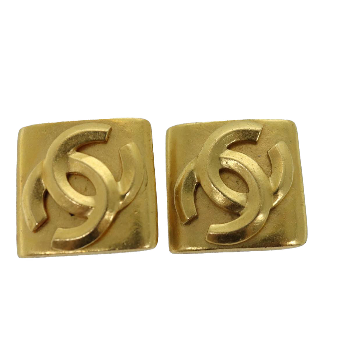 CHANEL Earring Gold Tone CC Auth 74758