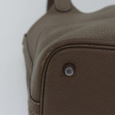 HERMES Pico Tan Lock MM Shoulder Bag Taurillon Clemence Etope Auth 74760A-16