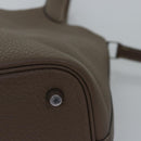 HERMES Pico Tan Lock MM Shoulder Bag Taurillon Clemence Etope Auth 74760A-17