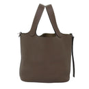 HERMES Pico Tan Lock MM Shoulder Bag Taurillon Clemence Etope Auth 74760A-13