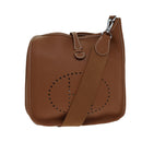 HERMES Evelyn 2 PM Shoulder Bag Taurillon Clemence Gold Auth 74761A-1