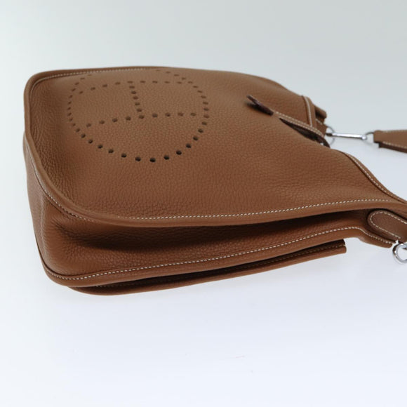 HERMES Evelyn 2 PM Shoulder Bag Taurillon Clemence Gold Auth 74761A