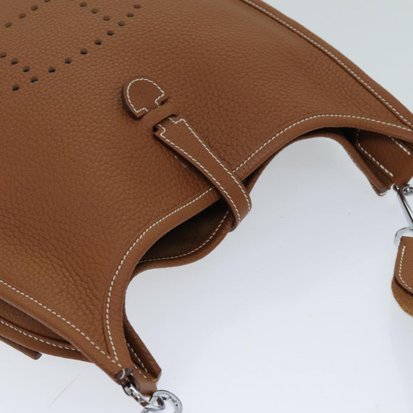 HERMES Evelyn 2 PM Shoulder Bag Taurillon Clemence Gold Auth 74761A