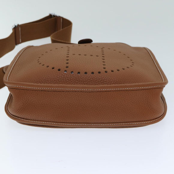 HERMES Evelyn 2 PM Shoulder Bag Taurillon Clemence Gold Auth 74761A