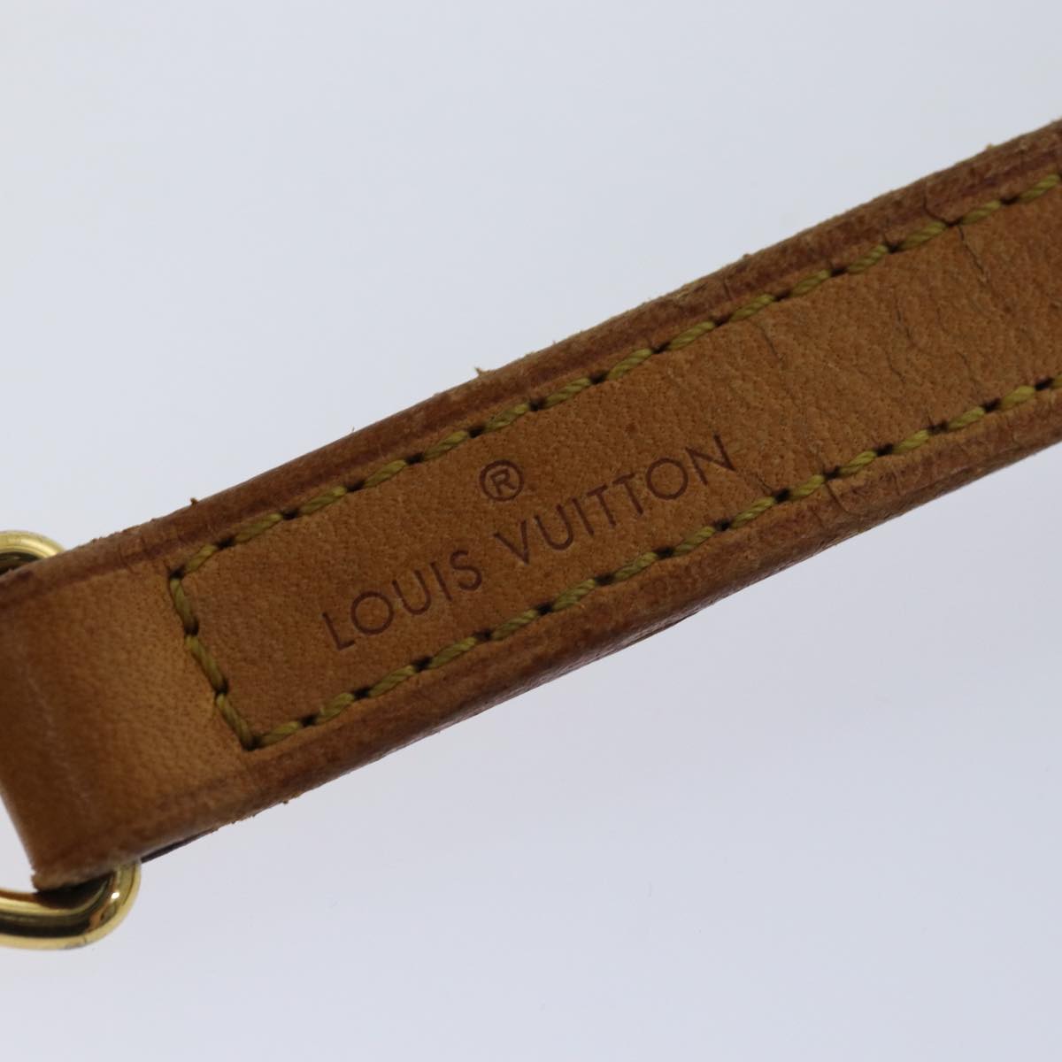 LOUIS VUITTON Shoulder Strap Leather 44.1"" Beige LV Auth 74787