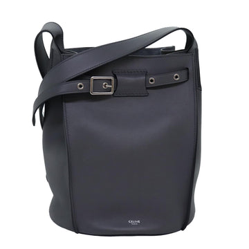 CELINE Big bag Shoulder Bag Leather Gray Auth 74791SAM