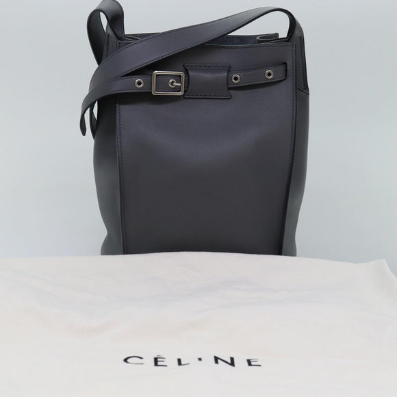 CELINE Big bag Shoulder Bag Leather Gray Auth 74791SAM