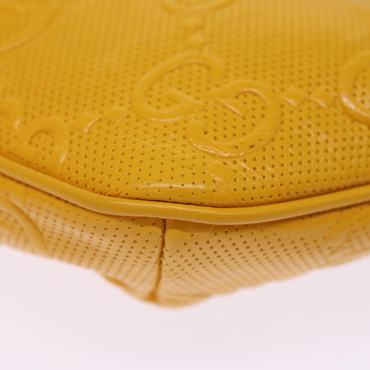 GUCCI GG Emboss Body Bag Yellow 658582 Auth 74794