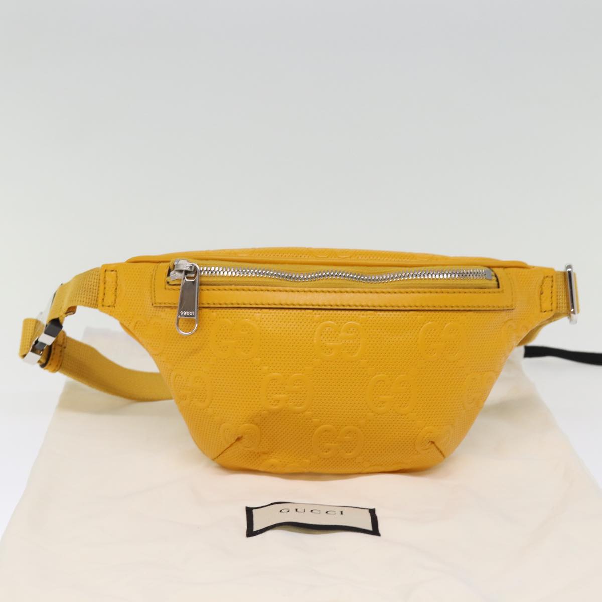 GUCCI GG Emboss Body Bag Yellow 658582 Auth 74794