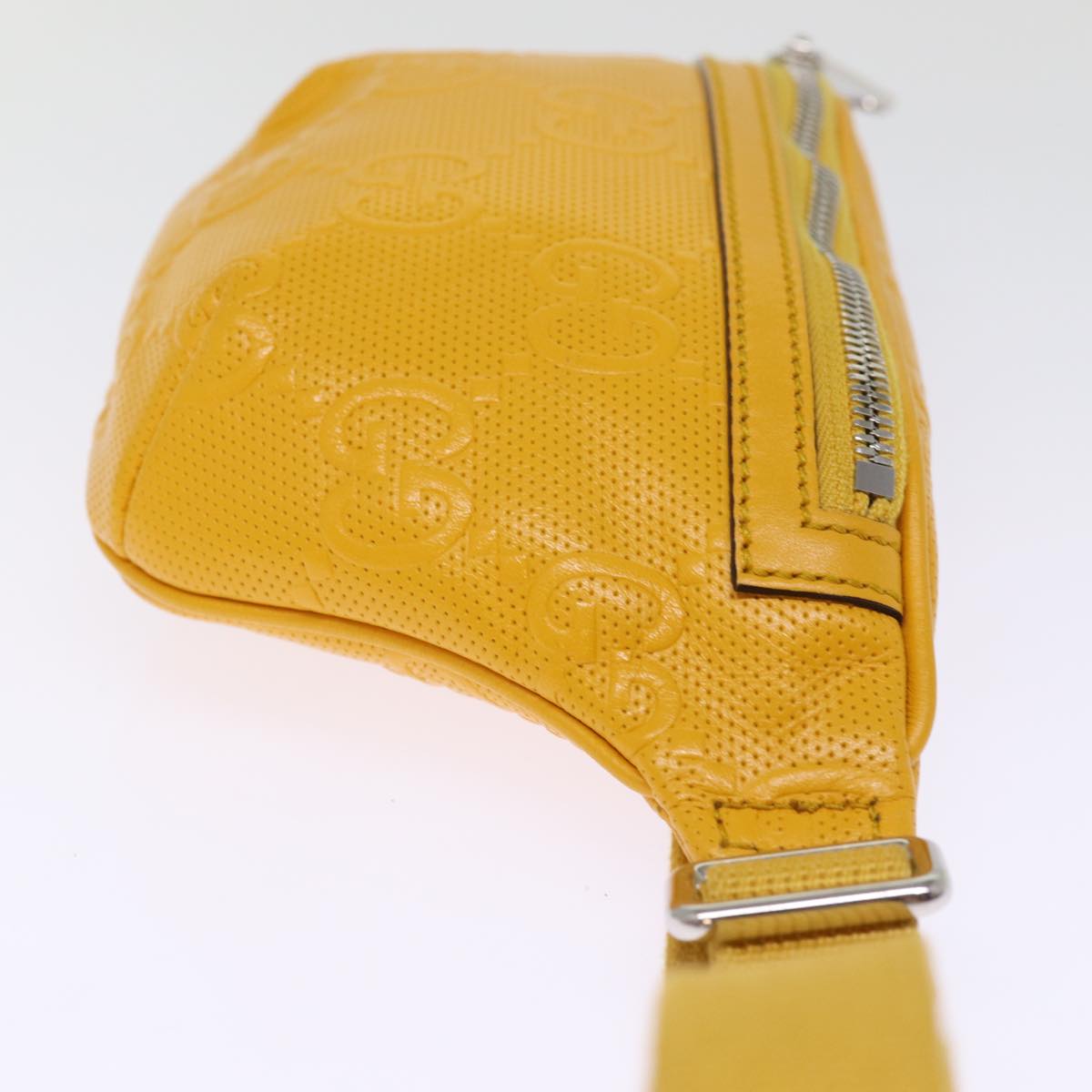 GUCCI GG Emboss Body Bag Yellow 658582 Auth 74794