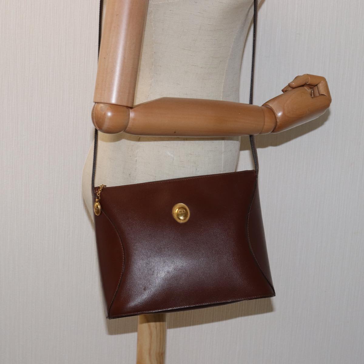 Christian Dior Shoulder Bag Leather Brown Auth 74796