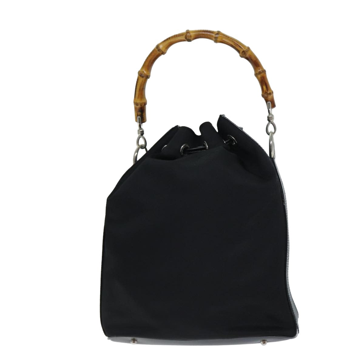 GUCCI Bamboo Hand Bag Nylon 2way Black 001 2684 1657 Auth 74809 - 0