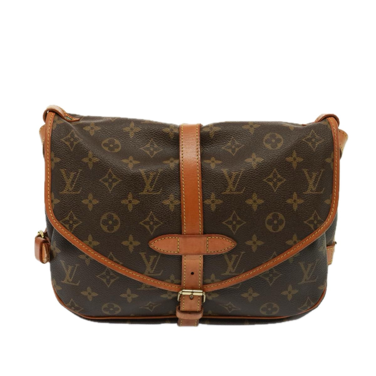 LOUIS VUITTON Monogram Saumur 35 Shoulder Bag M42254 LV Auth 74819