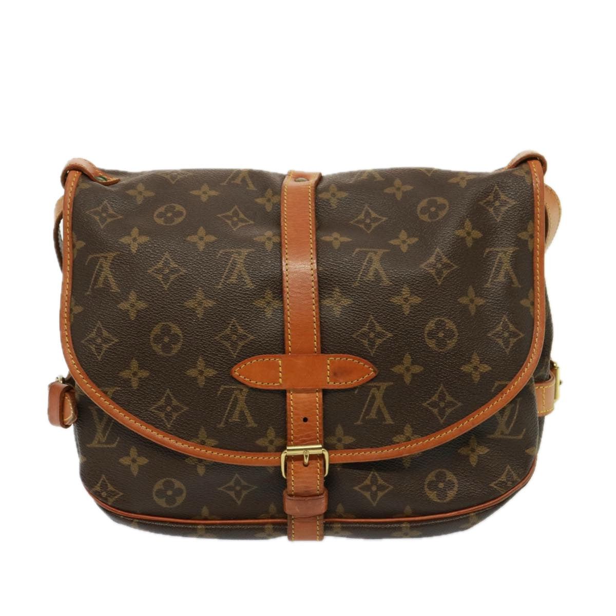 LOUIS VUITTON Monogram Saumur 35 Shoulder Bag M42254 LV Auth 74819