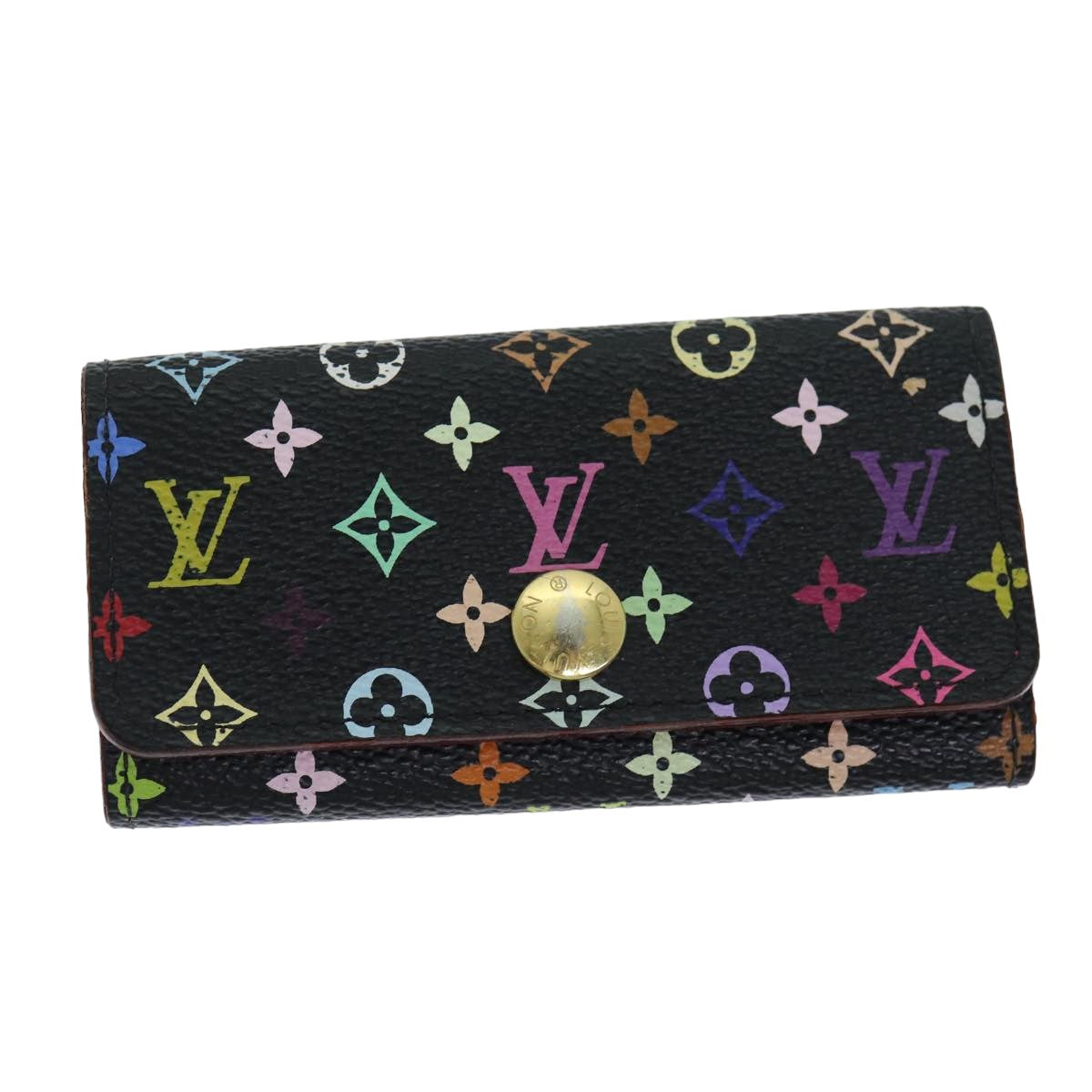 LOUIS VUITTON Monogram Multicolor Multicles 4 Key Case Black M93732 Auth 74838