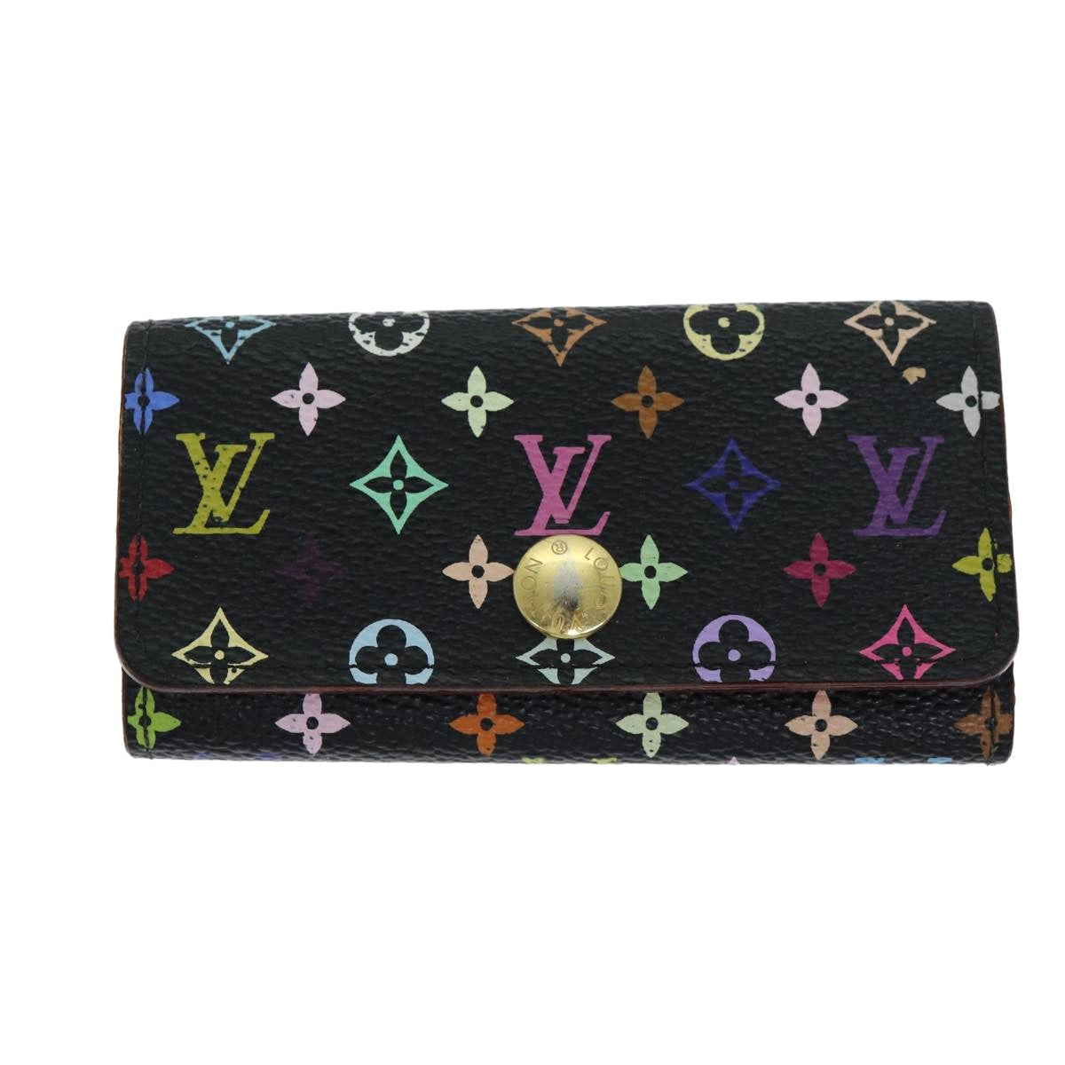 LOUIS VUITTON Monogram Multicolor Multicles 4 Key Case Black M93732 Auth 74838