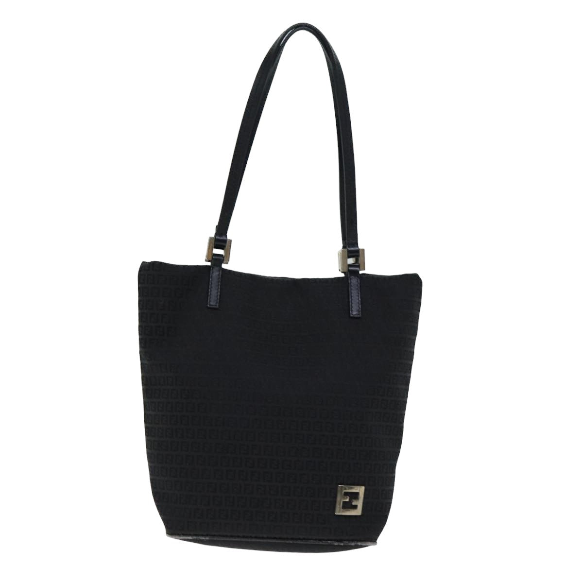 FENDI Zucchino Canvas Hand Bag Black Auth 74840