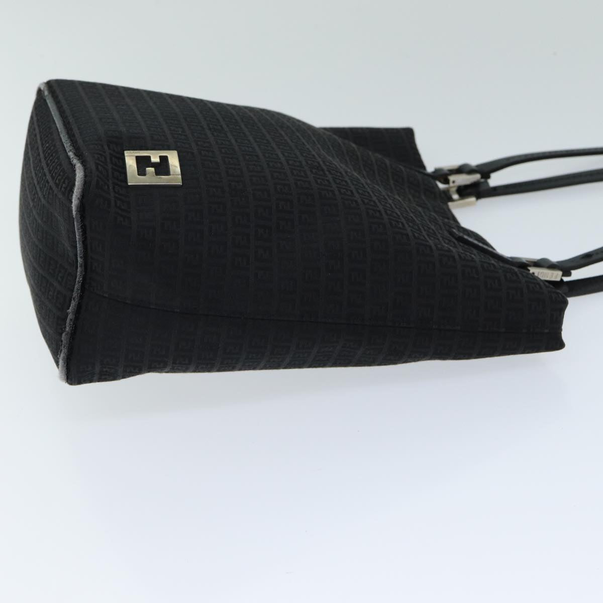 FENDI Zucchino Canvas Hand Bag Black Auth 74840