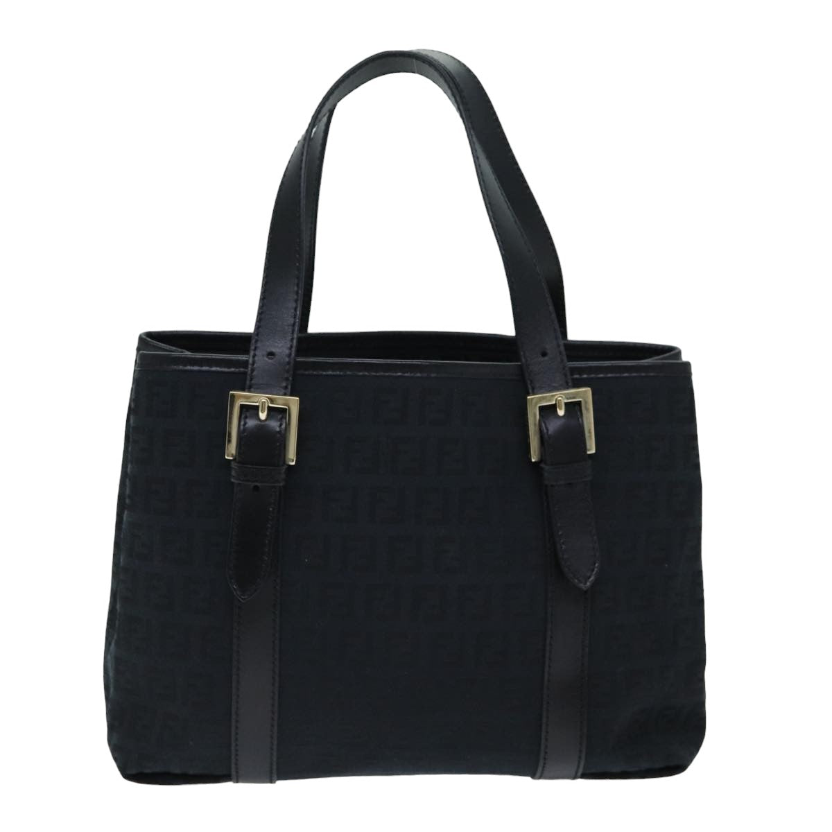 FENDI Zucchino Canvas Hand Bag Black Auth 74841