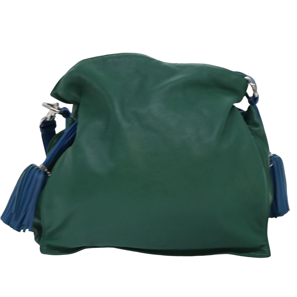 LOEWE Flamenco Shoulder Bag Leather Blue Green Auth 74848