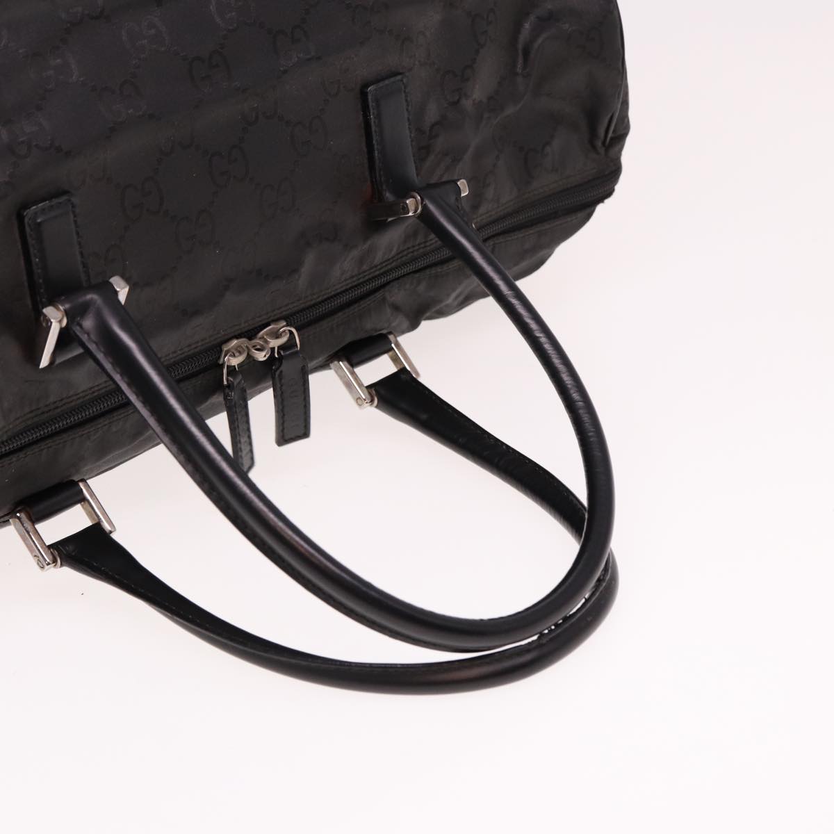 GUCCI GG Canvas Boston Bag Nylon Black 012 0383 Auth 74865