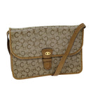 CELINE C Macadam Canvas Shoulder Bag Beige Auth 74866-1