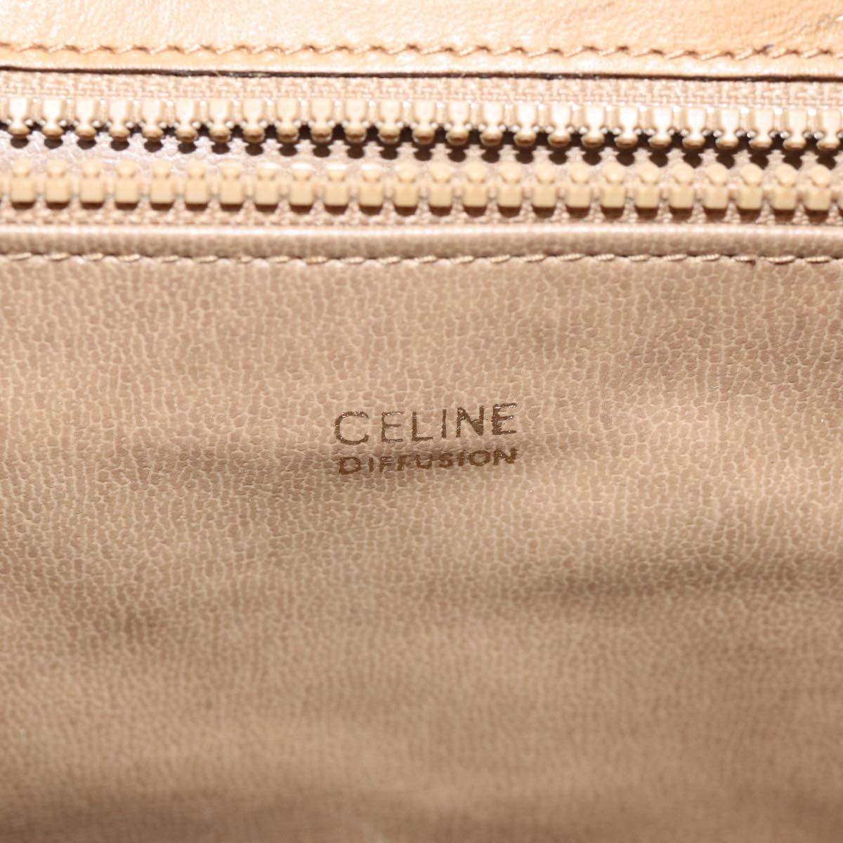 CELINE C Macadam Canvas Shoulder Bag Beige Auth 74866