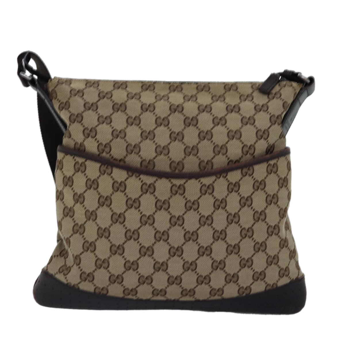 GUCCI GG Canvas Shoulder Bag Beige Brown 145857 Auth 74869