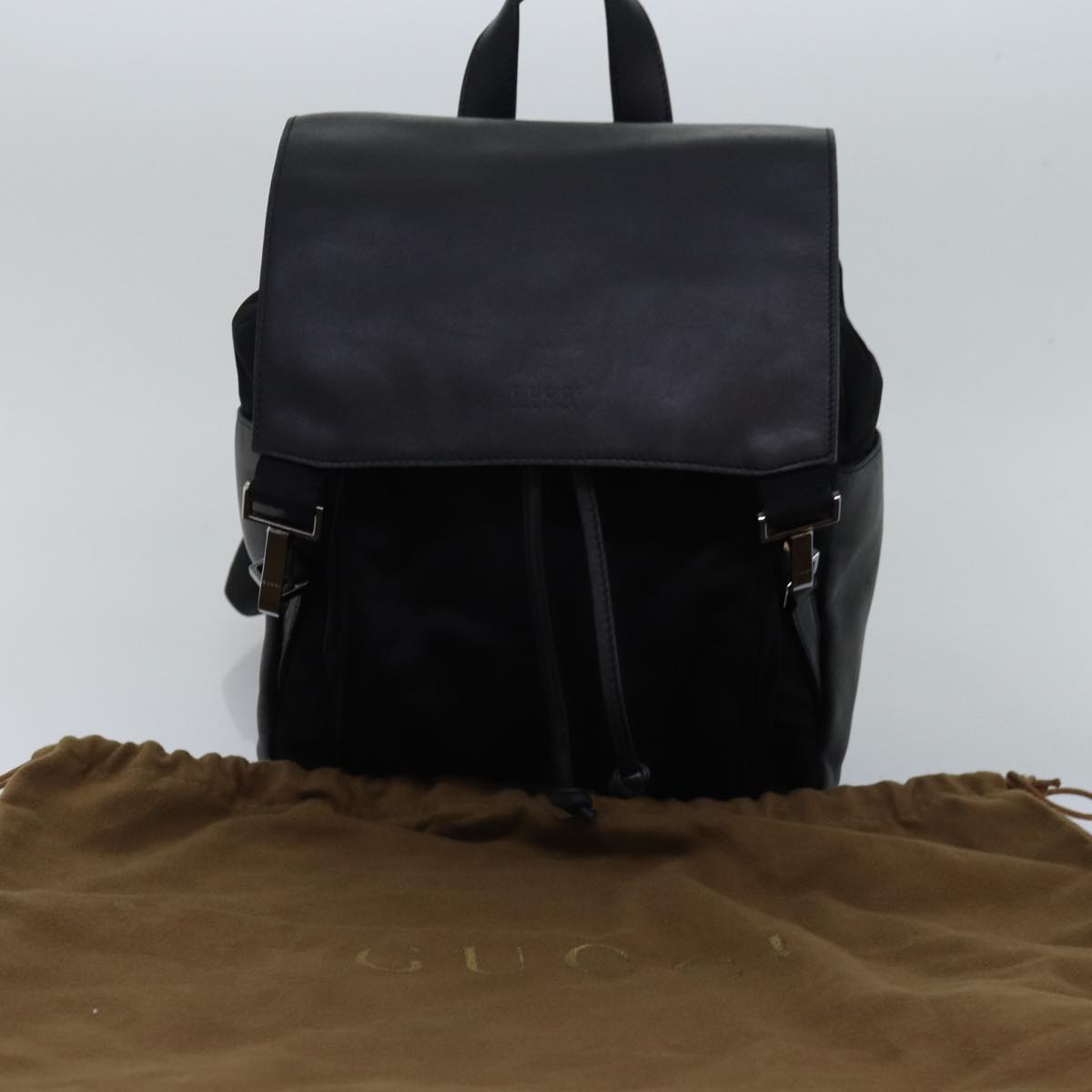 GUCCI Backpack Nylon Leather Black 003 0233 Auth 74876