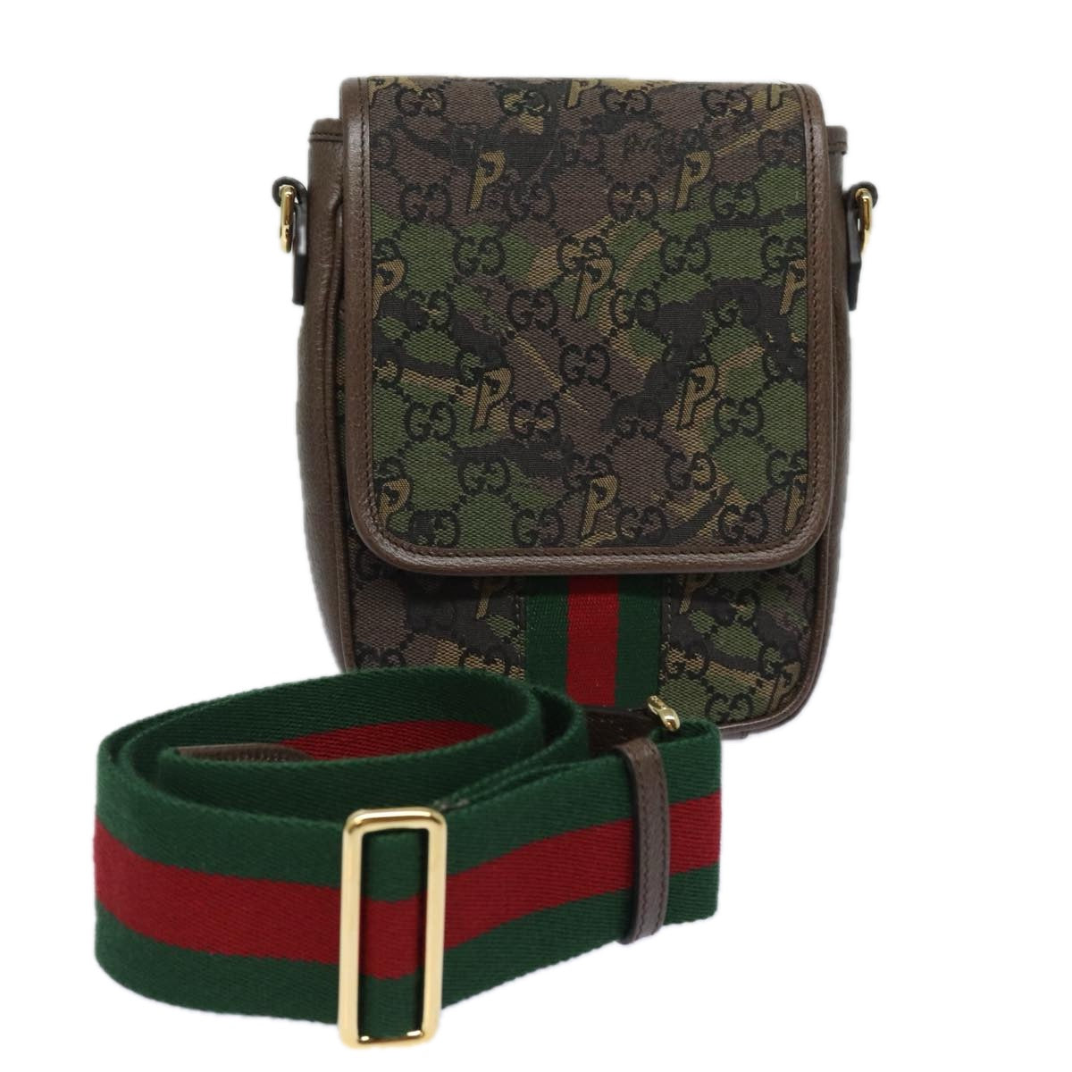 GUCCI GG Canvas Web Sherry Line GUCCIxPALACE Bag Camouflage 723142 Auth 74880S