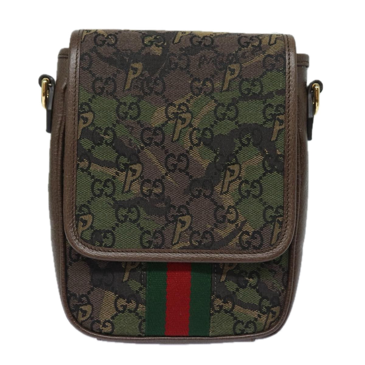 GUCCI GG Canvas Web Sherry Line GUCCIxPALACE Bag Camouflage 723142 Auth 74880S