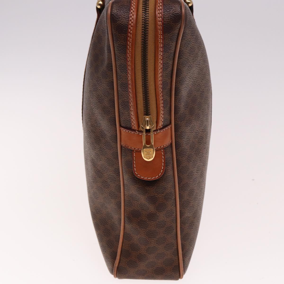 CELINE Macadam Canvas Hand Bag PVC Leather Brown Auth 74886