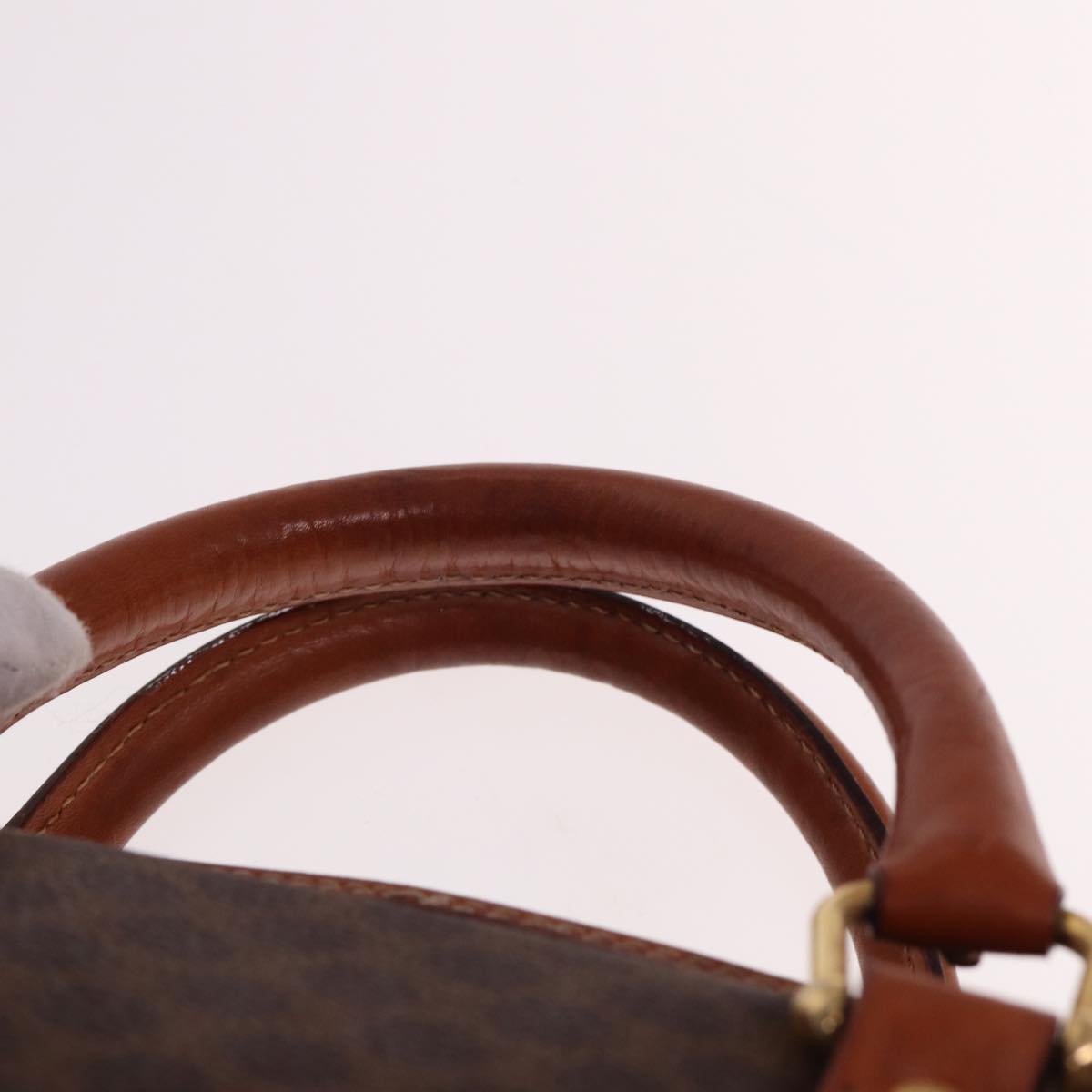 CELINE Macadam Canvas Hand Bag PVC Leather Brown Auth 74886