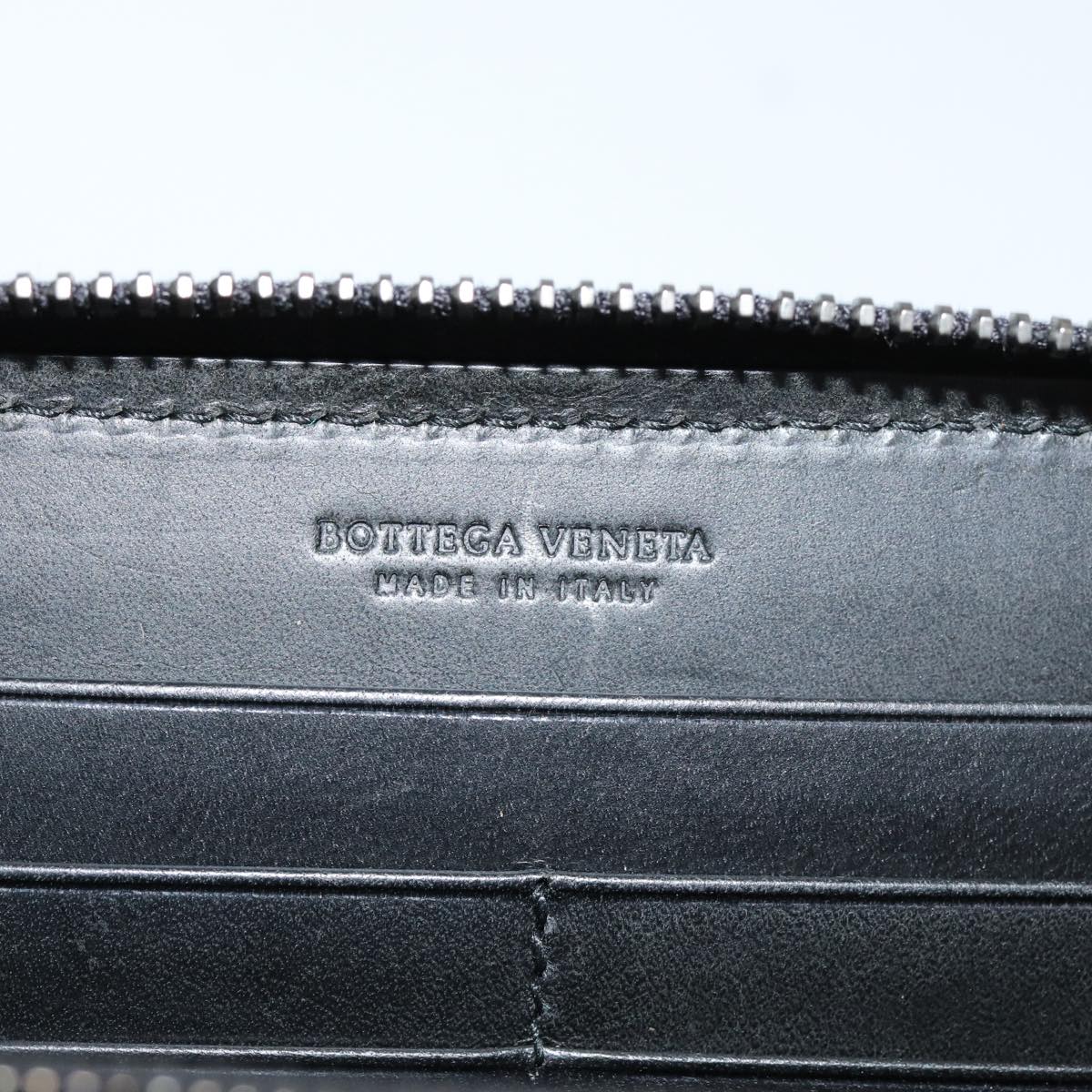 BOTTEGA VENETA INTRECCIATO Long Wallet Leather Black Auth 74890