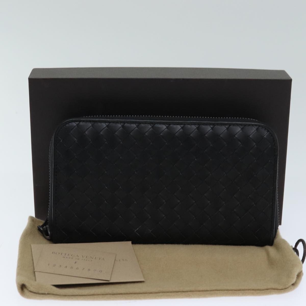 BOTTEGA VENETA INTRECCIATO Long Wallet Leather Black Auth 74890