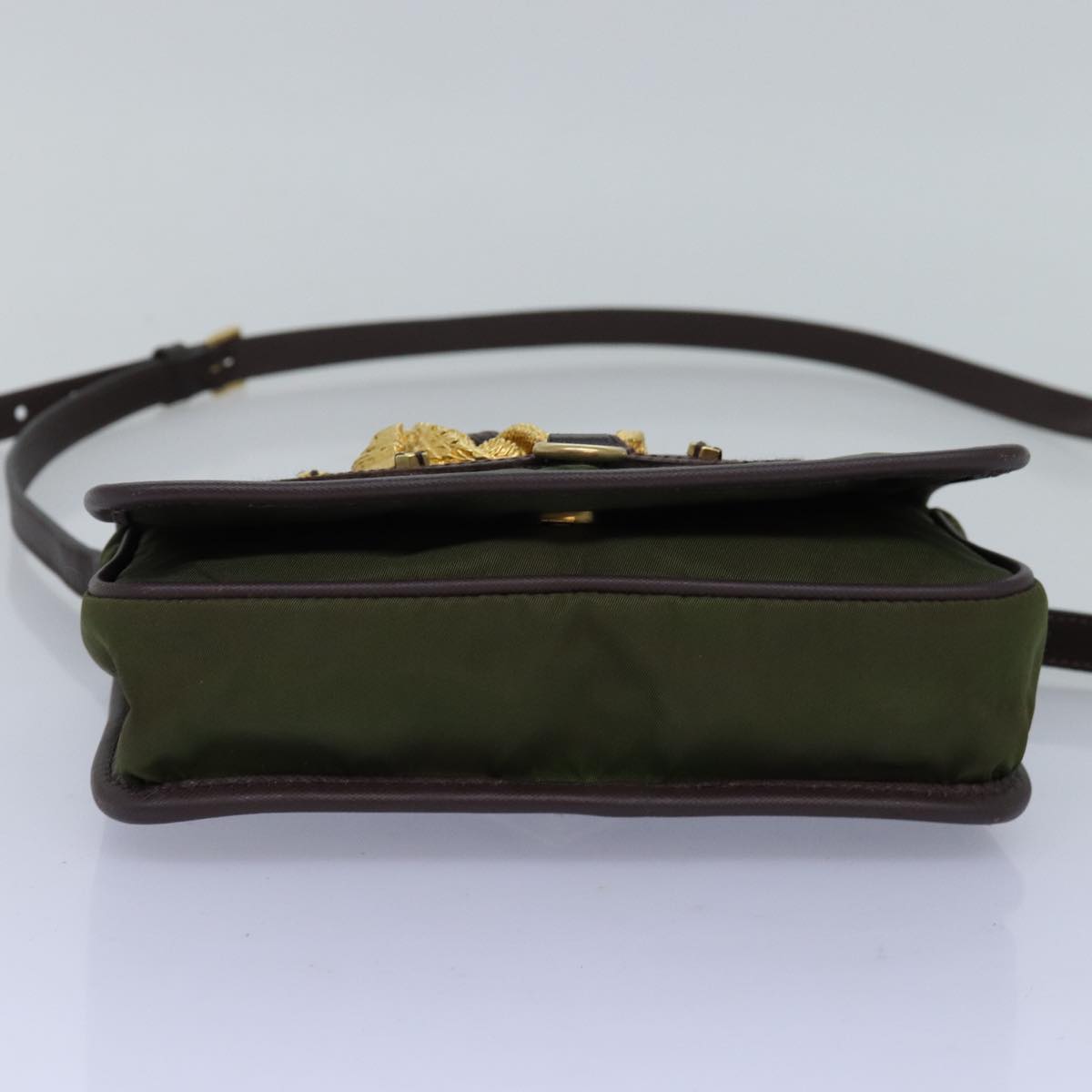 PRADA Shoulder Bag Nylon Khaki Auth 74960