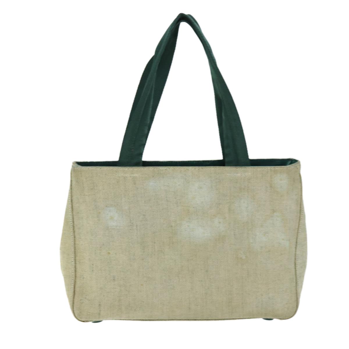 PRADA Hand Bag Canvas Green Beige Auth 74967