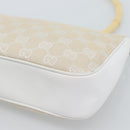 GUCCI Bamboo GG Canvas Hand Bag White Silver 001 3870 Auth 74977-10