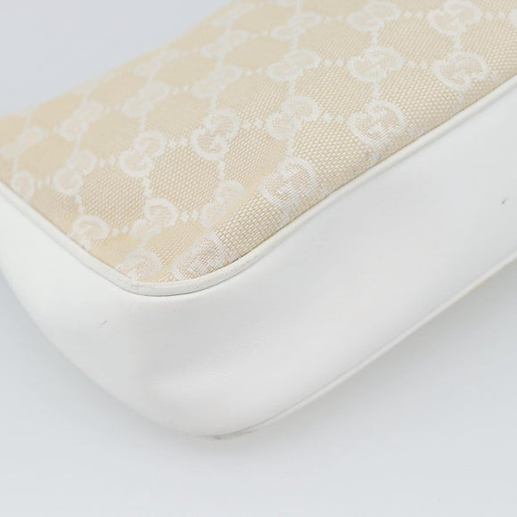 GUCCI Bamboo GG Canvas Hand Bag White Silver 001 3870 Auth 74977