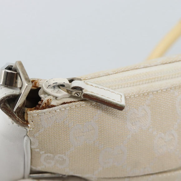 GUCCI Bamboo GG Canvas Hand Bag White Silver 001 3870 Auth 74977