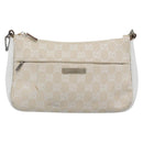 GUCCI Bamboo GG Canvas Hand Bag White Silver 001 3870 Auth 74977-13