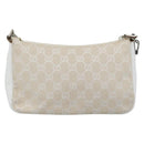 GUCCI Bamboo GG Canvas Hand Bag White Silver 001 3870 Auth 74977-2