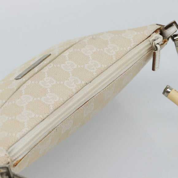 GUCCI Bamboo GG Canvas Hand Bag White Silver 001 3870 Auth 74977