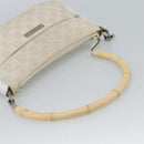 GUCCI Bamboo GG Canvas Hand Bag White Silver 001 3870 Auth 74977-7