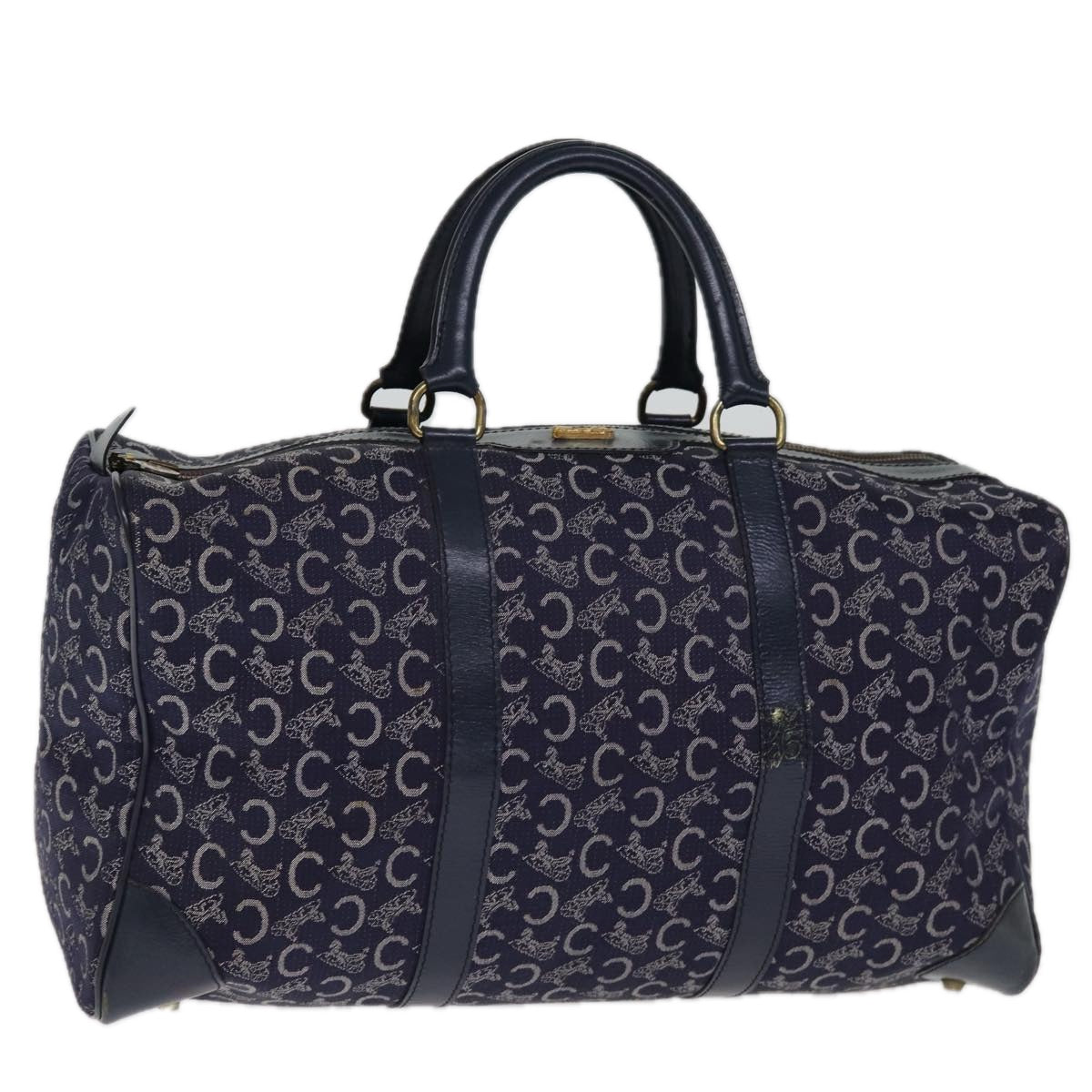 CELINE C Macadam Canvas Boston Bag Navy Auth 74992