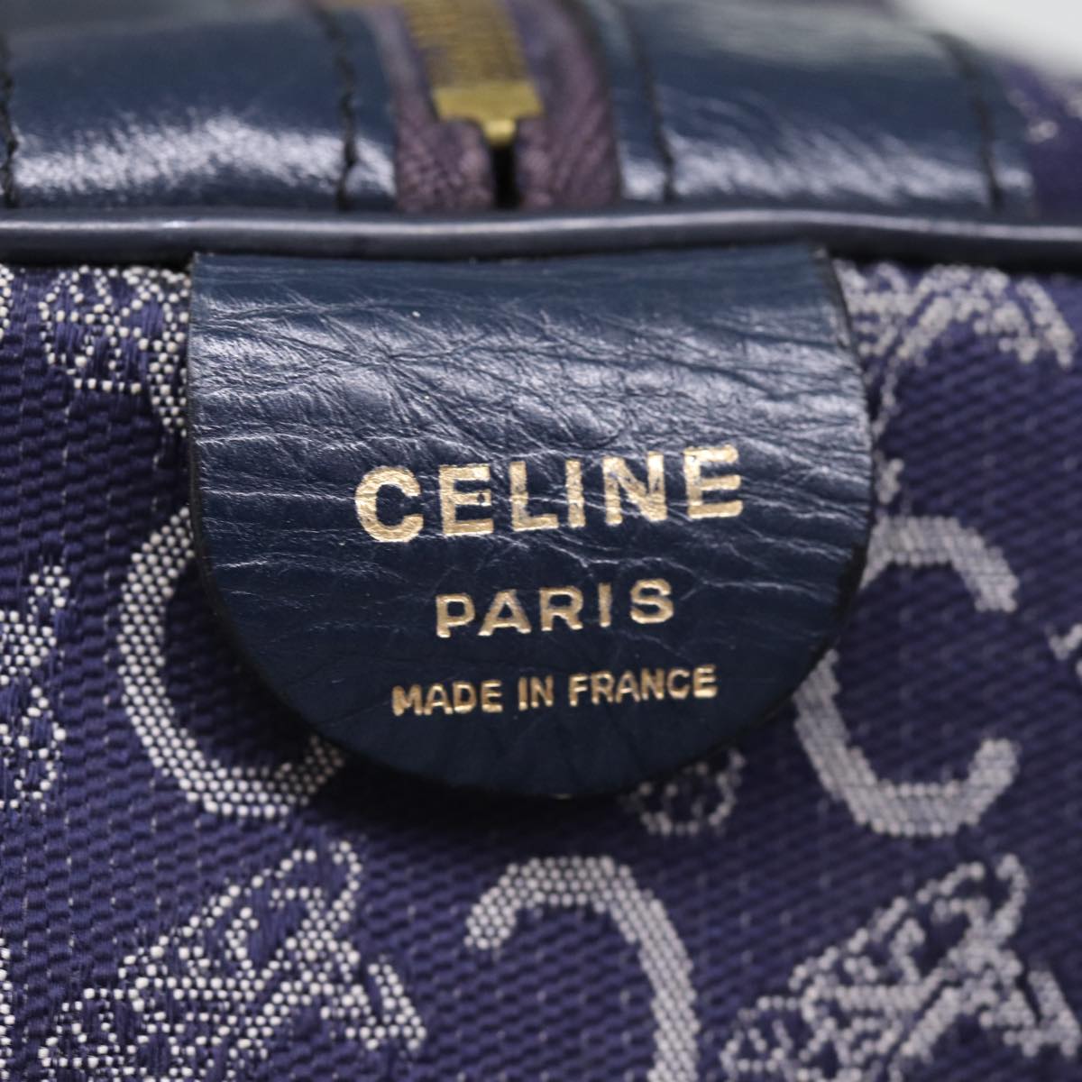 CELINE C Macadam Canvas Boston Bag Navy Auth 74992