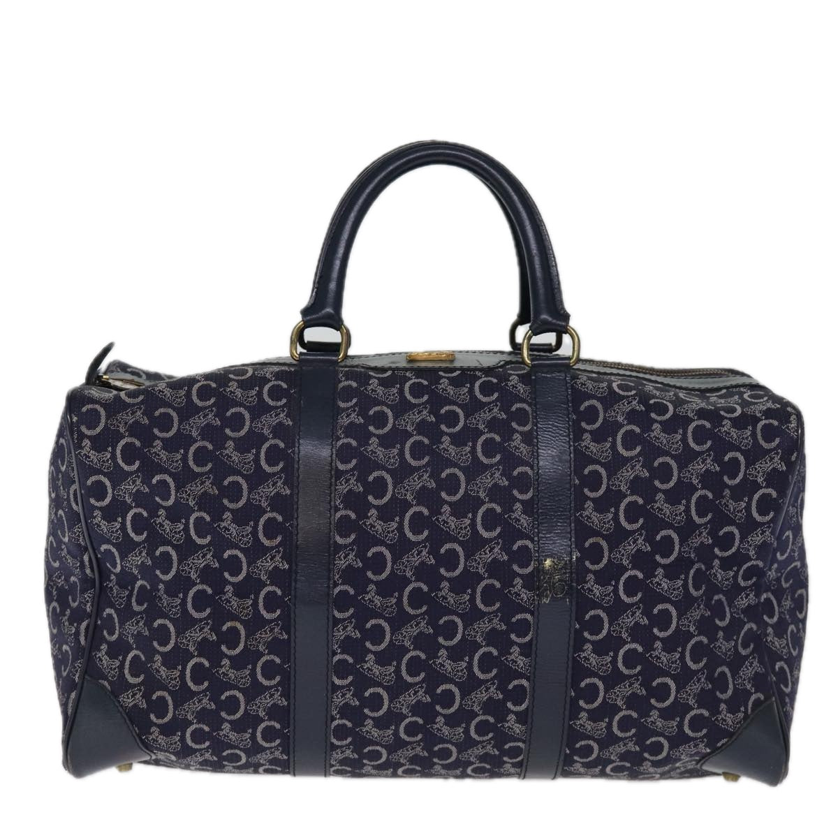 CELINE C Macadam Canvas Boston Bag Navy Auth 74992